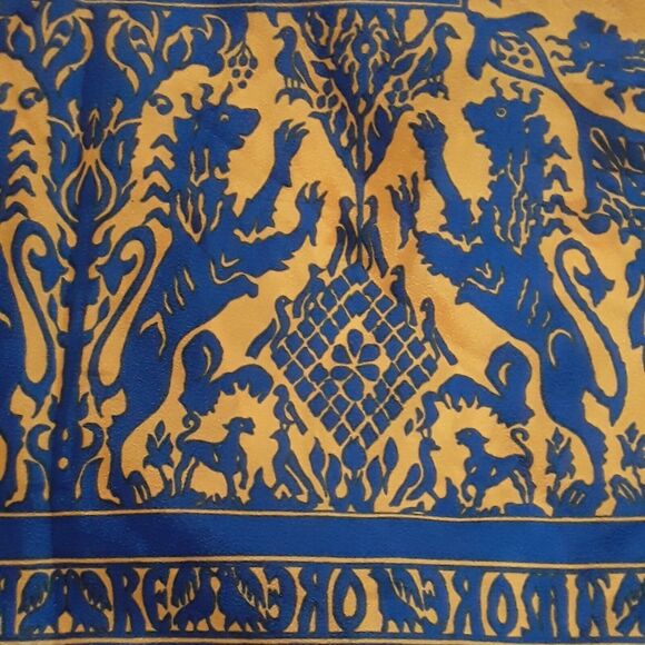 Giorgio Accessories - Giorgio di Sant' Angelo Vintage Tangerine and Navy Medieval Scarf" 27"Square